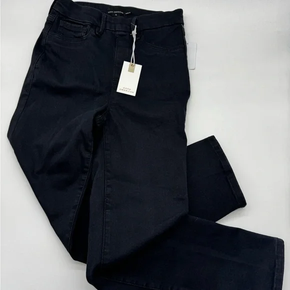 Good American Power Stretch Pull-On Straight Ankle Black Jeans, Size Small NWT - Picture 15 of 16